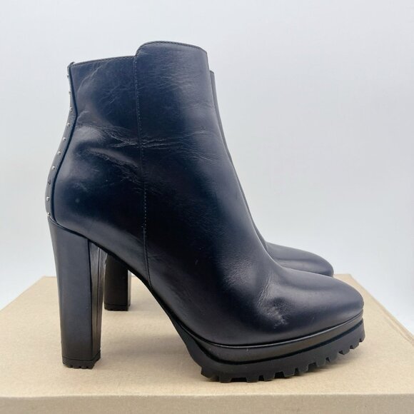 ALLSAINTS Louisa Studded Platform Heel Ankle Boots Black Leather EU 36 US 6 - Picture 6 of 12